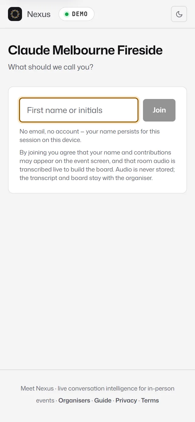 The phone join screen asking 'What should we call you?' with a name field and Join button
